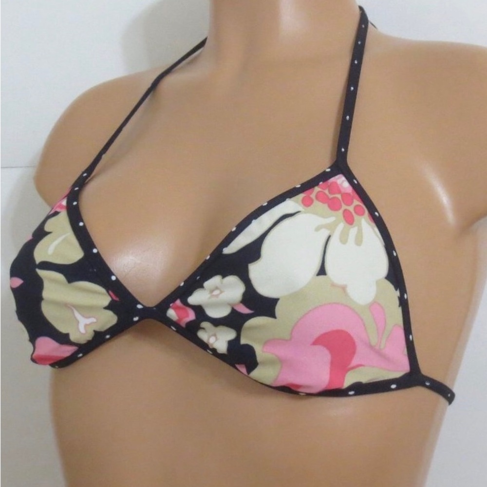 J. Crew Black and Pink Bikini with Tropical Print